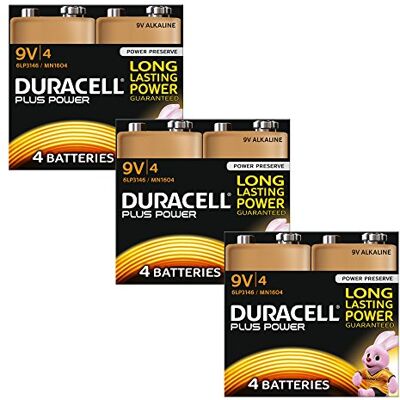 Duracell Alkalinebatterij, 9 V, 12 stuks Plus Power Duracell Alkalinebatterij, 9 V, 12 stuks Plus Power