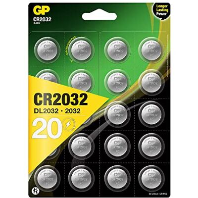GP CR2032 Lithium knoopcelbatterijen 3 V CR 2032 / DL2032 Spanning: 3 V (20 stuks per verpakking van 4 x 5 afzonderlijk verwijderbare batterijen) GP CR2032 Lithium knoopcelbatterijen 3 V CR 2032 / DL2032 Spanning: 3 V (20 stuks per verpakking van 4 x 5 afzonderlijk verwijderbare batterijen)