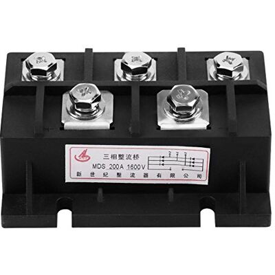 Walfront MDS 200 Amp 1600 V 3 Fase AC naar DC High Power Gelijkrichter Silicium Full Wave Diode Brug Gelijkrichter Module 5 Terminals Walfront MDS 200 Amp 1600 V 3 Fase AC naar DC High Power Gelijkrichter Silicium Full Wave Diode Brug Gelijkrichter Module 5 Terminals