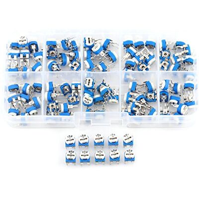 Walfront 100 stuks 500 ohm bij 1 m carbon potentiometer met kunststof doos Walfront 100 stuks 500 ohm bij 1 m carbon potentiometer met kunststof doos