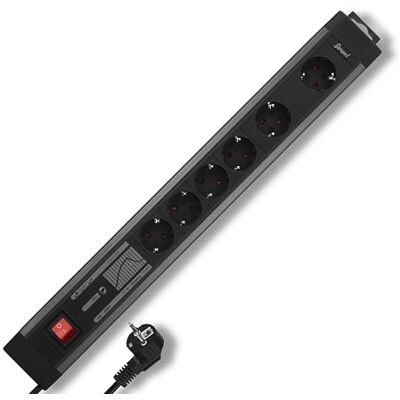REV SupraGuard stekkerdoos 4 + 2 stopcontacten stekkerdoos met schakelaar, 3,3 m kabel, overspanningsbeveiliging en netfilter, zwart/antraciet REV SupraGuard stekkerdoos 4 + 2 stopcontacten stekkerdoos met schakelaar, 3,3 m kabel, overspanningsbeveiliging en netfilter, zwart/antraciet