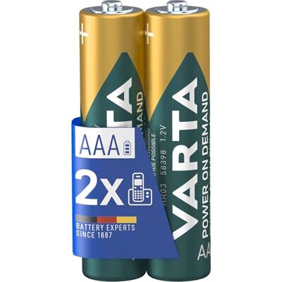 Varta 58398101402 Recharge Accu Phone Accu AAA Micro Ni-Mh Accu, geschikt voor draadloze telefoons, 800mAh 2-Stuks, groen, zilver Varta 58398101402 Recharge Accu Phone Accu AAA Micro Ni-Mh Accu, geschikt voor draadloze telefoons, 800mAh 2-Stuks, groen, zilver