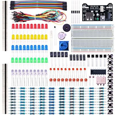 ELEGOO Fun Elektronische Component Kit Breadboard Kabel Resistor Capacitor LED Potentiometer, Leerset, Mega ELEGOO Fun Elektronische Component Kit Breadboard Kabel Resistor Capacitor LED Potentiometer, Leerset, Mega