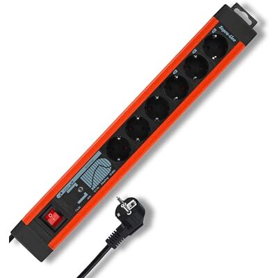 REV 6-f. PC Socket Line stekkerdoos 3,0m 250V 3500W 16A 3m 460x43x67mm zwart REV 6-f. PC Socket Line stekkerdoos 3,0m 250V 3500W 16A 3m 460x43x67mm zwart