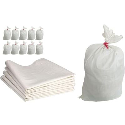 ToolSpace oolSpace 10 zakken van polypropyleen, geweven, 85 x 50 cm, 25 kg, witte PP-zakken voor gravaten, granen, diervoer, kolen en zand, versterkte naden, uv-bescherming, losse opslag ToolSpace oolSpace 10 zakken van polypropyleen, geweven, 85 x 50 cm, 25 kg, witte PP-zakken voor gravaten, granen, diervoer, kolen en zand, versterkte naden, uv-bescherming, losse opslag