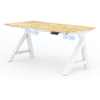FLEXISPOT WoodiX E3 zit-/sta-bureau, massief eikenblad 27 mm, belasting 100 kg, dubbele motor met kabelbeheer, led-display met 4 geheugenposities, anti-botsingssysteem, wit FLEXISPOT WoodiX E3 zit-/sta-bureau, massief eikenblad 27 mm, belasting 100 kg, dubbele motor met kabelbeheer, led-display met 4 geheugenposities, anti-botsingssysteem, wit