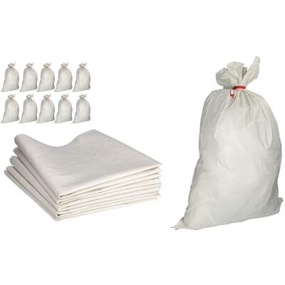 ToolSpace 20 zakken van polypropyleen, geweven, 105 x 65 cm, 50 kg, wit, zeer robuust, 53 micron voor gravaten, granen, diervoer, kolen en zand, versterkte naden, uv-bescherming ToolSpace 20 zakken van polypropyleen, geweven, 105 x 65 cm, 50 kg, wit, zeer robuust, 53 micron voor gravaten, granen, diervoer, kolen en zand, versterkte naden, uv-bescherming