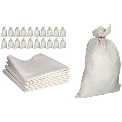 ToolSpace 10 zakken van polypropyleen, geweven, 105 x 65 cm, 50 kg, witte PP-zakken, zeer robuust, voor graan, diervoer, kolen en zand, versterkte naden, uv-bescherming, losse opslag ToolSpace 10 zakken van polypropyleen, geweven, 105 x 65 cm, 50 kg, witte PP-zakken, zeer robuust, voor graan, diervoer, kolen en zand, versterkte naden, uv-bescherming, losse opslag