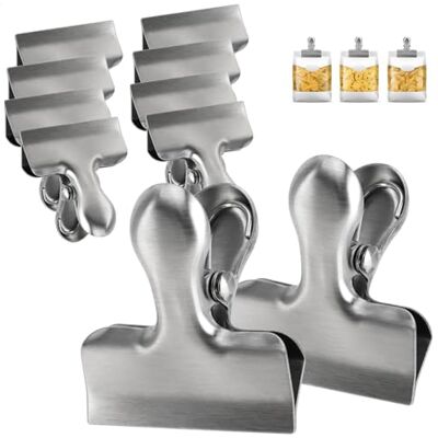com-four 10 stuks sluitklemmen voor voedselzakken en zakken Roestvrij staal Afsluiten en koel houden Zilver Klein com-four 10 stuks sluitklemmen voor voedselzakken en zakken Roestvrij staal Afsluiten en koel houden Zilver Klein