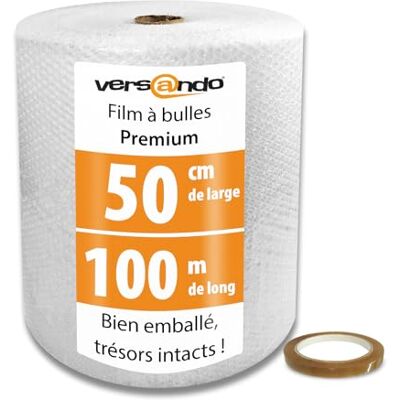 versando Luchtkussenfolie rol 50cm x 100m & plakband 19mm x 66m M versando Luchtkussenfolie rol 50cm x 100m & plakband 19mm x 66m M