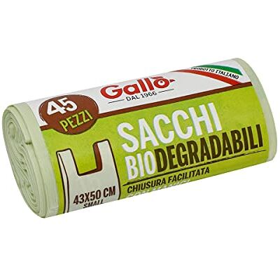 GALLO , 45 biologisch afbreekbare en duurzame zakken, sluiting met handgrepen, 43 x 50 cm, 12 liter GALLO , 45 biologisch afbreekbare en duurzame zakken, sluiting met handgrepen, 43 x 50 cm, 12 liter