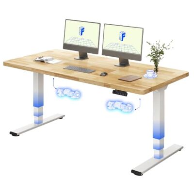 FLEXISPOT Bureau, zittend, staand, 160 x 80 cm, dubbele motor Plaat van massief Europees rubberhout, 25 mm, draagvermogen 100 kg, 4 geheugen, anti-botsing, wit FLEXISPOT Bureau, zittend, staand, 160 x 80 cm, dubbele motor Plaat van massief Europees rubberhout, 25 mm, draagvermogen 100 kg, 4 geheugen, anti-botsing, wit