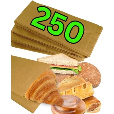 Loxato 250 stuks kraftpapieren zakken, broodzakken, broodzakken, broodzakken, kraftpapier, broodzakken, bruin, 12 x 5 x 27 cm Loxato 250 stuks kraftpapieren zakken, broodzakken, broodzakken, broodzakken, kraftpapier, broodzakken, bruin, 12 x 5 x 27 cm