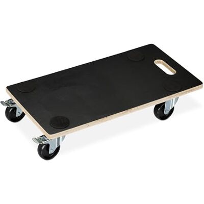 Relaxdays Transportwagen met parkeerrem, 400 kg, stuurwielen, antislip coating, 11,5 x 58 x 30 cm, zwart Relaxdays Transportwagen met parkeerrem, 400 kg, stuurwielen, antislip coating, 11,5 x 58 x 30 cm, zwart
