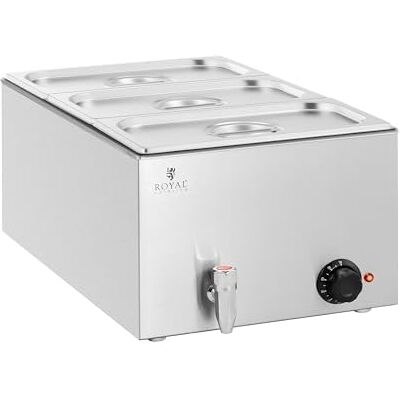 Royal Catering RCBM_GN1/3 Bain Marie 600 W 3 GN 1/3 Afvoerkraan Waterbad Maaltijdwarmer Royal Catering RCBM_GN1/3 Bain Marie 600 W 3 GN 1/3 Afvoerkraan Waterbad Maaltijdwarmer