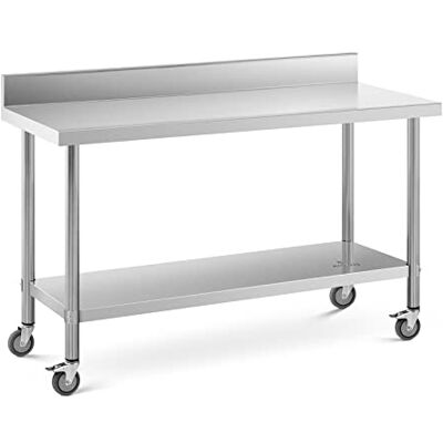 Royal Catering RCAT-150/60-WS roestvrijstalen tafel met wielen en beugel 60 x 150 cm, belastbaar tot 160 kg Royal Catering RCAT-150/60-WS roestvrijstalen tafel met wielen en beugel 60 x 150 cm, belastbaar tot 160 kg