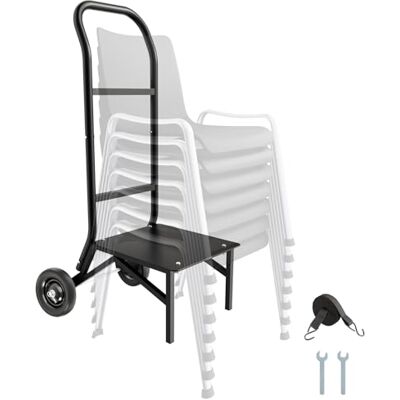 VEVOR Opvouwbare stoelkruk, draagvermogen 68 kg, opvouwbare stoelwagen, voor het stapelen van 10 stoelen, multifunctionele stoelwagen van metaal met rubberen wielen, stoelhouder VEVOR Opvouwbare stoelkruk, draagvermogen 68 kg, opvouwbare stoelwagen, voor het stapelen van 10 stoelen, multifunctionele stoelwagen van metaal met rubberen wielen, stoelhouder