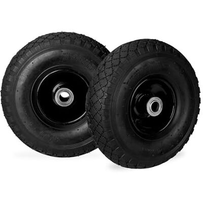 Relaxdays 2 stuks kruiwagenwielen, 260 x 85 mm, stalen velg, max. 100 kg, zwart, 2 stuks Relaxdays 2 stuks kruiwagenwielen, 260 x 85 mm, stalen velg, max. 100 kg, zwart, 2 stuks