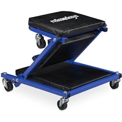 Relaxdays Werkplaatsskateboard, 150 kg, 2-in-1 rolstoel, opvouwbaar, 360 graden draaibaar, auto, staal, zwart/blauw Relaxdays Werkplaatsskateboard, 150 kg, 2-in-1 rolstoel, opvouwbaar, 360 graden draaibaar, auto, staal, zwart/blauw