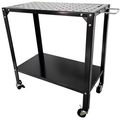 Relaxdays Lasbank op wielen, geperforeerde plaat, staal, zwart, 91,5 x 88 x 46 cm Relaxdays Lasbank op wielen, geperforeerde plaat, staal, zwart, 91,5 x 88 x 46 cm