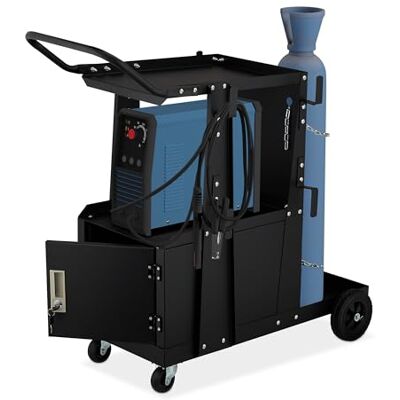 Relaxdays Soldeerwagen, 3 niveaus, 1 deur, belastbaar tot 110 kg, h x b x d 89 x 47 x 97 cm, zwart Relaxdays Soldeerwagen, 3 niveaus, 1 deur, belastbaar tot 110 kg, h x b x d 89 x 47 x 97 cm, zwart