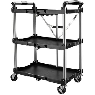 WilTec Toboli Opvouwbare trolley 645 x 445 x 833 mm draagvermogen tot 120 kg keukenwagen voor badkamer, kantoor, horeca, werkplaats met 3 verdiepingen wandrek met wielen WilTec Toboli Opvouwbare trolley 645 x 445 x 833 mm draagvermogen tot 120 kg keukenwagen voor badkamer, kantoor, horeca, werkplaats met 3 verdiepingen wandrek met wielen