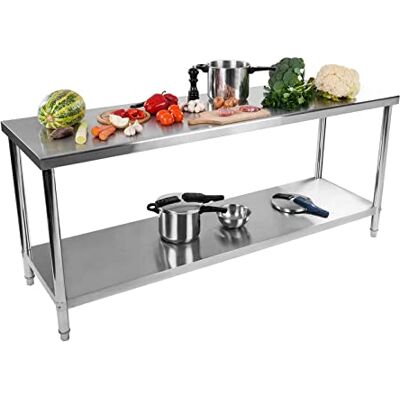 Royal Catering Werktafel van roestvrij staal RCAT-200/60-NW (200 x 60 x 85 cm, draagkracht 160 kg, verstelbare poten, roestvrij staal) Royal Catering Werktafel van roestvrij staal RCAT-200/60-NW (200 x 60 x 85 cm, draagkracht 160 kg, verstelbare poten, roestvrij staal)