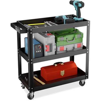 Relaxdays Werkplaatswagen, 3 niveaus, belastbaar tot ca. 100 kg, 76 x 78 x 35 cm (h x b x d), zwart Relaxdays Werkplaatswagen, 3 niveaus, belastbaar tot ca. 100 kg, 76 x 78 x 35 cm (h x b x d), zwart