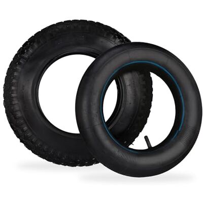 Relaxdays Kruiwagenband met binnenband, reserveband 3,50-8 voor steekwagen, noppenprofiel, belastbaar tot 154 kg, zwart Relaxdays Kruiwagenband met binnenband, reserveband 3,50-8 voor steekwagen, noppenprofiel, belastbaar tot 154 kg, zwart