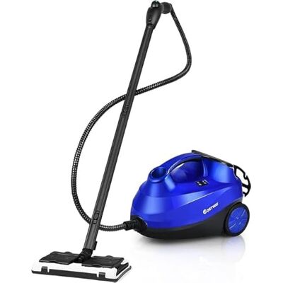 COSTWAY Veelzijdige stoomreiniger met 19 accessoires zonder chemicaliën, stoombezem 2000 W, 4 bar, met reservoir van 1,5 l, voor het reinigen van vloeren, tapijten, gordijnen (blauw) COSTWAY Veelzijdige stoomreiniger met 19 accessoires zonder chemicaliën, stoombezem 2000 W, 4 bar, met reservoir van 1,5 l, voor het reinigen van vloeren, tapijten, gordijnen (blauw)