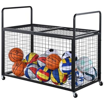VEVOR Opbergwagen met wieltjes voor sportballen, afsluitbare basketbalkooi met dubbele deksels, sportuigorganizer voor binnen en buiten, rek VEVOR Opbergwagen met wieltjes voor sportballen, afsluitbare basketbalkooi met dubbele deksels, sportuigorganizer voor binnen en buiten, rek