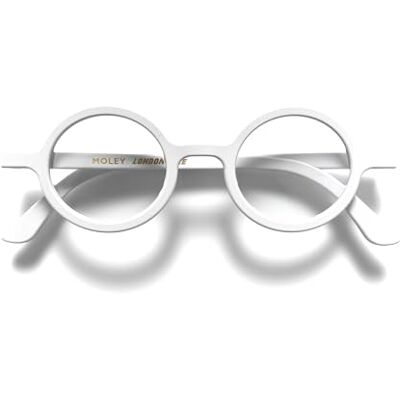 LONDON MOLE Bril, Moley leesbril, ronde bril, coole lezers, stijlvolle leesbril, heren, dames, uniseks, Wit. Verres 36 x 42 mm Pont 18 mm Branches 145 mm LONDON MOLE Bril, Moley leesbril, ronde bril, coole lezers, stijlvolle leesbril, heren, dames, uniseks, Wit. Verres 36 x 42 mm Pont 18 mm Branches 145 mm
