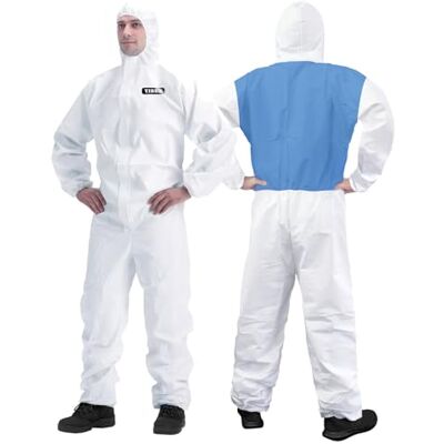 YIBER Hazmat Suit Wegwerp-overall, robuust all-over schilderpak in 7 maten met meerdere specificaties voor dames en heren met capuchon, ademend en waterdicht, maat, Blauw en wit splitsen, 4XL 4XL YIBER Hazmat Suit Wegwerp-overall, robuust all-over schilderpak in 7 maten met meerdere specificaties voor dames en heren met capuchon, ademend en waterdicht, maat, Blauw en wit splitsen, 4XL 4XL