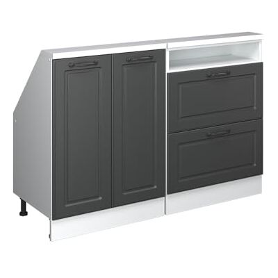 Vicco Onderkast "R-Line", landelijk antraciet, 120 cm Fronten van MDF · Diepte 46 cm · In hoogte verstelbare poten · 2 laden · 2 deuren Vicco Onderkast "R-Line", landelijk antraciet, 120 cm Fronten van MDF · Diepte 46 cm · In hoogte verstelbare poten · 2 laden · 2 deuren