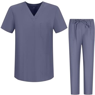 MISEMIYA Uniformset, uniseks, blouse, medisch uniform met bovendeel en broek – Ref.6801-6802 – M, Claro grijs M MISEMIYA Uniformset, uniseks, blouse, medisch uniform met bovendeel en broek – Ref.6801-6802 – M, Claro grijs M