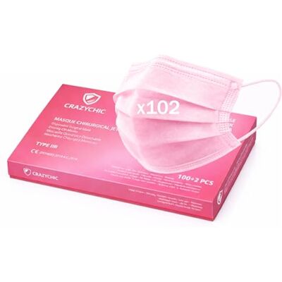 CRAZYCHIC Wegwerp Chirurgisch Masker Roze Medisch Masker CE-Gecertificeerd EN14683 Type IIR BFE>99% 3-Laags Gezichtsmasker Mondmaskers Mondkapjes Snelle Levering 100 Stuks Pak CRAZYCHIC Wegwerp Chirurgisch Masker Roze Medisch Masker CE-Gecertificeerd EN14683 Type IIR BFE>99% 3-Laags Gezichtsmasker Mondmaskers Mondkapjes Snelle Levering 100 Stuks Pak