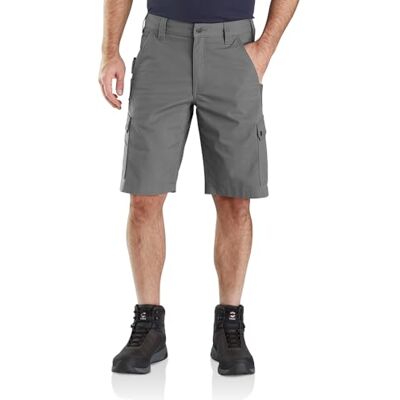 Carhartt Rugged Flex Relaxed Fit Ripstop Cargo werkshorts voor heren, Staal, 30 W 30 W Carhartt Rugged Flex Relaxed Fit Ripstop Cargo werkshorts voor heren, Staal, 30 W 30 W