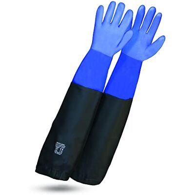 Rostaing WETPRO Handschoenen, 1 paar waterdichte werkhandschoenen, voor het onderhoud van vijvers, putten of aquaria, lange en waterdichte beschermende handschoenen, blauw en zwart, gebruikt voor Rostaing WETPRO Handschoenen, 1 paar waterdichte werkhandschoenen, voor het onderhoud van vijvers, putten of aquaria, lange en waterdichte beschermende handschoenen, blauw en zwart, gebruikt voor