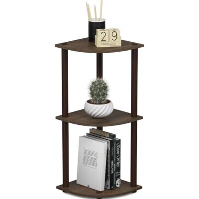 Furinno Turn-N-Tube Multifunctioneel hoekrek met 3 planken, walnoot/bruin, eenheidsmaat Furinno Turn-N-Tube Multifunctioneel hoekrek met 3 planken, walnoot/bruin, eenheidsmaat
