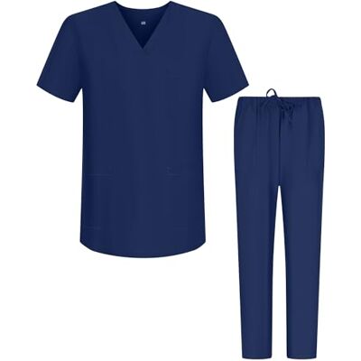 MISEMIYA Uniformset, uniseks, blouse, medisch uniform met bovendeel en broek – Ref.6801-6802 – L, blauw L MISEMIYA Uniformset, uniseks, blouse, medisch uniform met bovendeel en broek – Ref.6801-6802 – L, blauw L