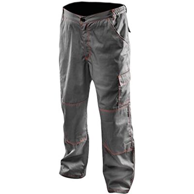 NEO TOOLS Werkbroek voor heren, 100% katoen keperstof, 260 g/m², versterkte knieën met kniebeschermers, multifunctionele zakken, stoffen riem, maat: XL, grijs NEO TOOLS Werkbroek voor heren, 100% katoen keperstof, 260 g/m², versterkte knieën met kniebeschermers, multifunctionele zakken, stoffen riem, maat: XL, grijs