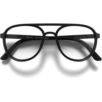 LONDON MOLE ® Pilot bril tegen blauw licht blauwe blokkers in coole pilootvorm anti-vermoeidheid van de ogen voor schermen heren dames unisex veerscharnieren, Mat zwart Verres 45 x 51 mm Pont 16 mm Branches 147 mm LONDON MOLE ® Pilot bril tegen blauw licht blauwe blokkers in coole pilootvorm anti-vermoeidheid van de ogen voor schermen heren dames unisex veerscharnieren, Mat zwart Verres 45 x 51 mm Pont 16 mm Branches 147 mm