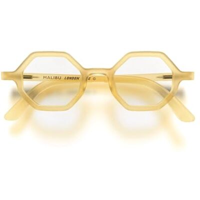 LONDON MOLE ® Malibu Leesbril, zeshoekig/achthoekig, voor dames en heren, uniseks, veerscharnieren, Honing transparant rubber Verres 34 x 42 mm Pont 16 mm Branches 147 mm LONDON MOLE ® Malibu Leesbril, zeshoekig/achthoekig, voor dames en heren, uniseks, veerscharnieren, Honing transparant rubber Verres 34 x 42 mm Pont 16 mm Branches 147 mm