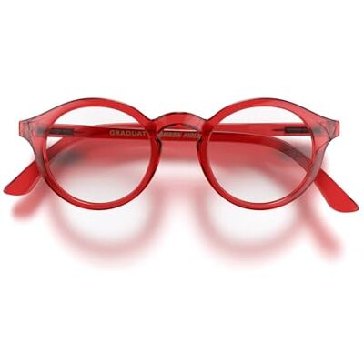 LONDON MOLE ® Graduate leesbril coole ronde lezer in pantovorm heren dames unisex veerscharnieren, Helder rood transparant Verres 40 x 43 mm Pont 14 mm Branches 145 mm LONDON MOLE ® Graduate leesbril coole ronde lezer in pantovorm heren dames unisex veerscharnieren, Helder rood transparant Verres 40 x 43 mm Pont 14 mm Branches 145 mm
