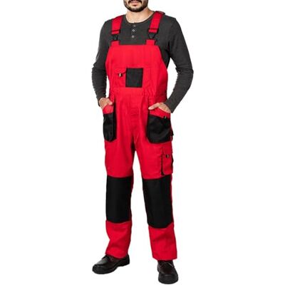 MAZALAT work wear Overalls met bretels voor heren, Zwart, Grote maten, Werkbroek voor heren, Kniesteun met kniezakken, Kniebeschermers, Robuuste werkbroek, Rood S MAZALAT work wear Overalls met bretels voor heren, Zwart, Grote maten, Werkbroek voor heren, Kniesteun met kniezakken, Kniebeschermers, Robuuste werkbroek, Rood S