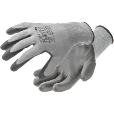 Högert Technik Hunte 12 paar handschoenen met PU-coating, grijs en zwart, maat 11, slijtvast en flexibel, perfect voor precisiewerk Högert Technik Hunte 12 paar handschoenen met PU-coating, grijs en zwart, maat 11, slijtvast en flexibel, perfect voor precisiewerk