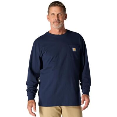 Carhartt Dik T-shirt met lange mouwen en zak, losse pasvorm, werk-T-shirt voor heren (1 stuk), Navy Blauw, XL XL Carhartt Dik T-shirt met lange mouwen en zak, losse pasvorm, werk-T-shirt voor heren (1 stuk), Navy Blauw, XL XL