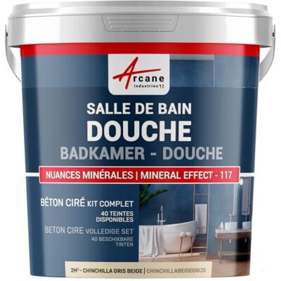 ARCANE INDUSTRIES gewaxt beton, badkamer, Italiaanse douche, waterpartij, kit, beton, was, badkamer, Italiaanse douche-2 m² (in 2 lagen) Chinchilla Grey Beige- ARCANE INDUSTRIES gewaxt beton, badkamer, Italiaanse douche, waterpartij, kit, beton, was, badkamer, Italiaanse douche-2 m² (in 2 lagen) Chinchilla Grey Beige-