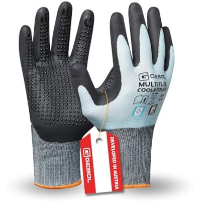 Gebol Multi Flex Cool & Touch Werkhandschoenen voor heren, zweetbestendig, touchscreen-compatibel met noppen, ijsblauw, L Gebol Multi Flex Cool & Touch Werkhandschoenen voor heren, zweetbestendig, touchscreen-compatibel met noppen, ijsblauw, L
