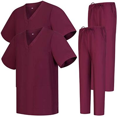 MISEMIYA 2 stuks – set uniformen uniseks blouse – medisch uniform met bovendeel en broek – ref. 2-8178, Granaat 68 XX-Large MISEMIYA 2 stuks – set uniformen uniseks blouse – medisch uniform met bovendeel en broek – ref. 2-8178, Granaat 68 XX-Large